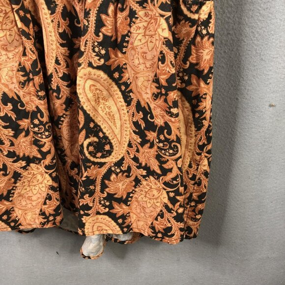 Charlie Holiday Dress Womens XS Black Orange Paisley Maxi Open Back Linen Boho - Picture 11 of 16